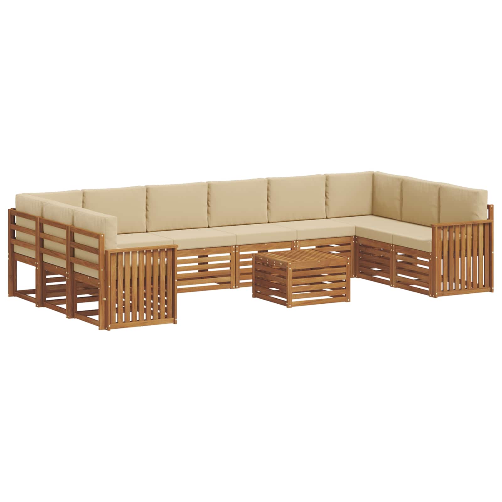 Outdoor-Sofagarnitur 11 stk. Natur und Beige
