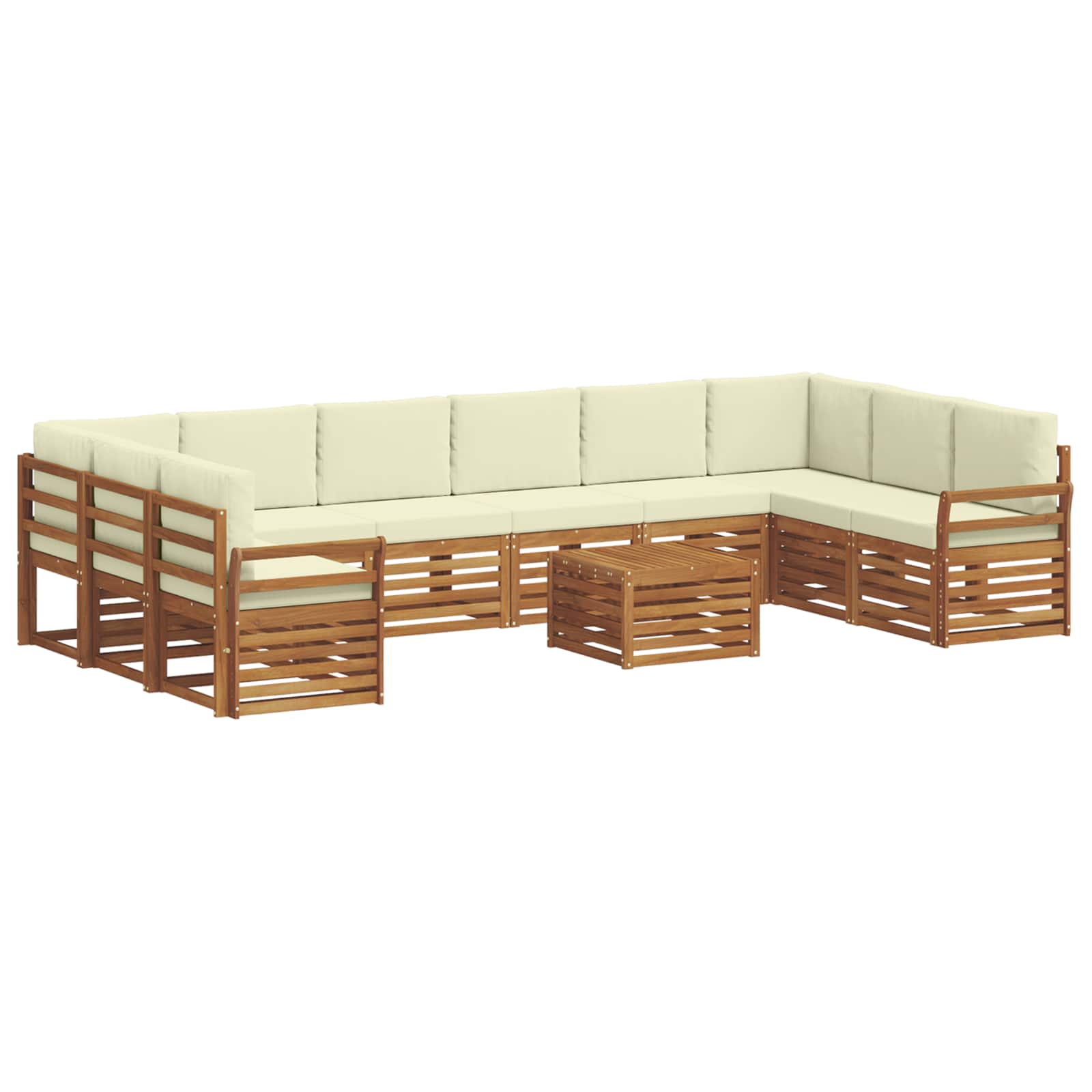 Outdoor-Sofagarnitur 11 stk. Natur und Creme