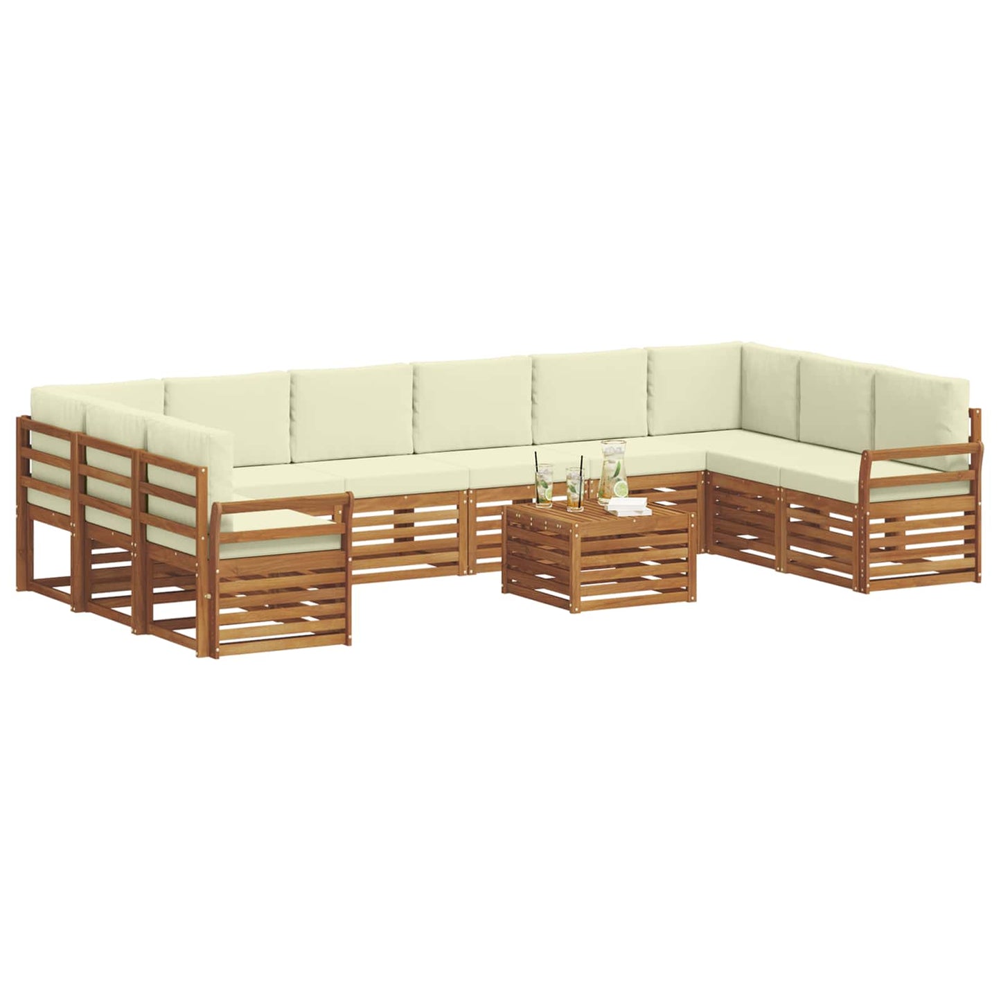 Outdoor-Sofagarnitur 11 stk. Natur und Creme