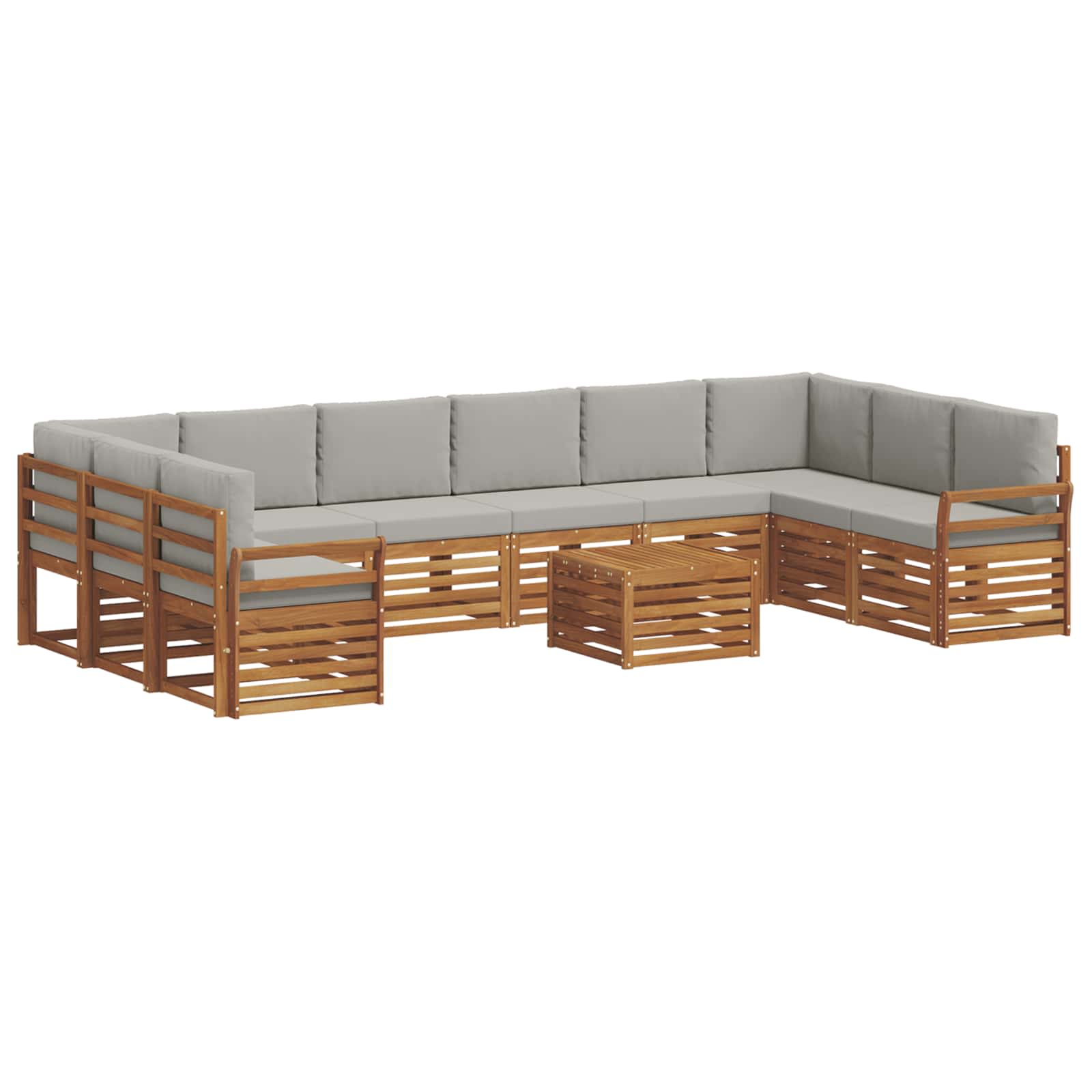 Outdoor-Sofagarnitur mit Kissen 11 pcs Natürlich und Hellgrau