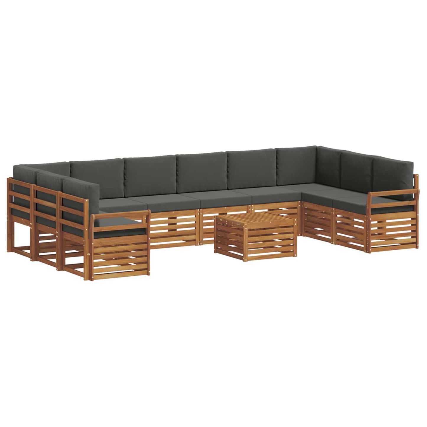 Outdoor-Sofagarnitur mit Kissen 11 pcs Natur und Anthrazit