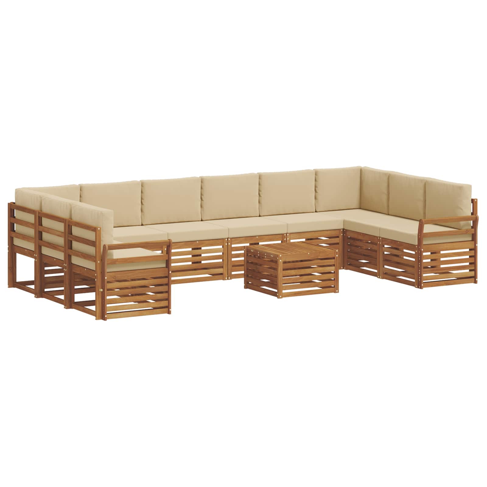 Outdoor-Sofagarnitur 11 stk. Natur und Beige