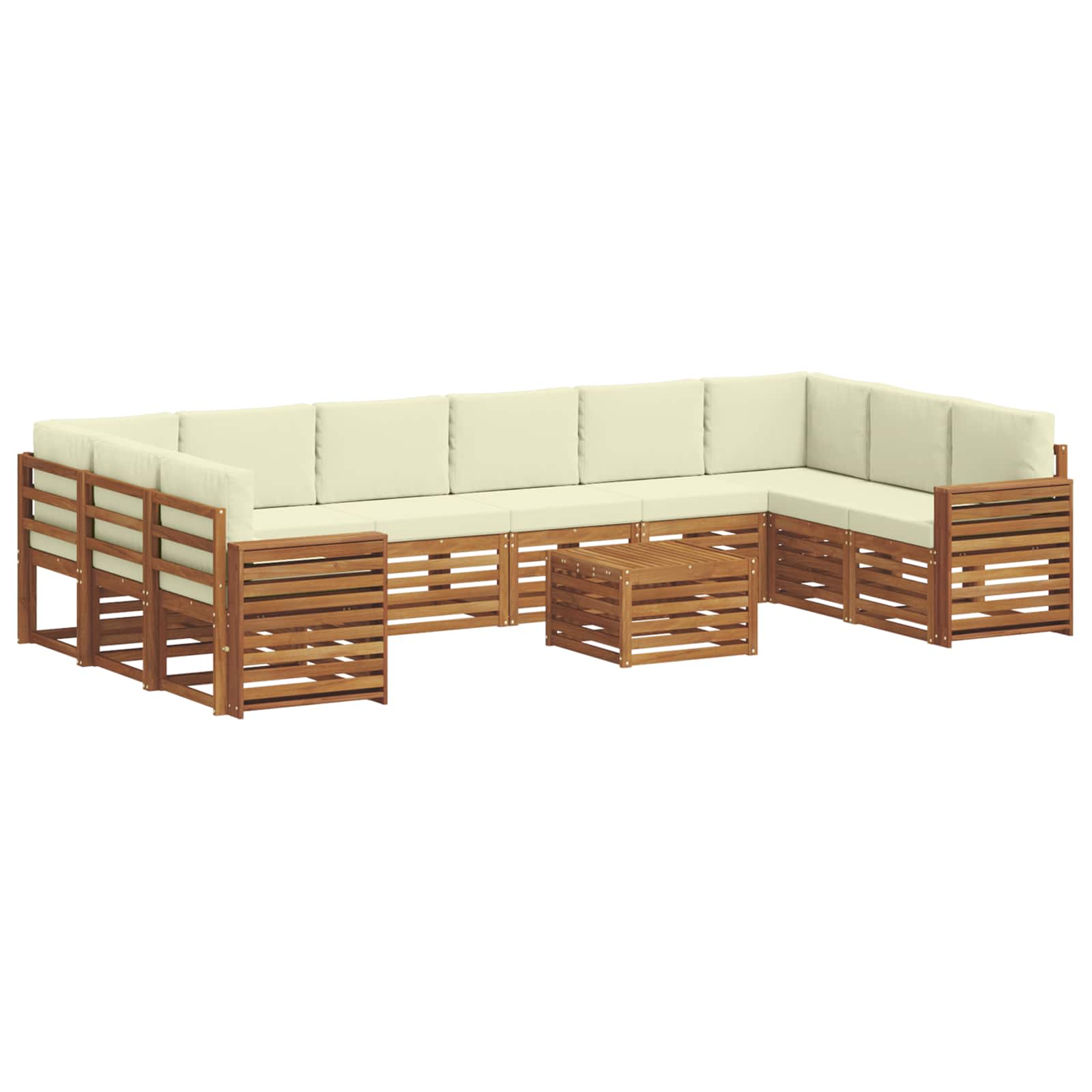 Outdoor-Sofagarnitur 11 pcs Natur und Creme Massivholz Akazie