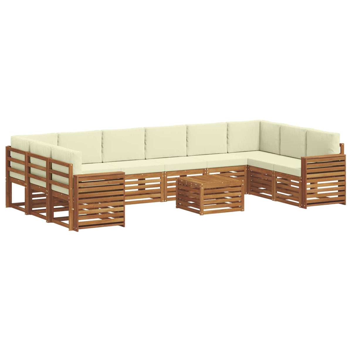 Outdoor-Sofagarnitur 11 stk. Natur und Creme