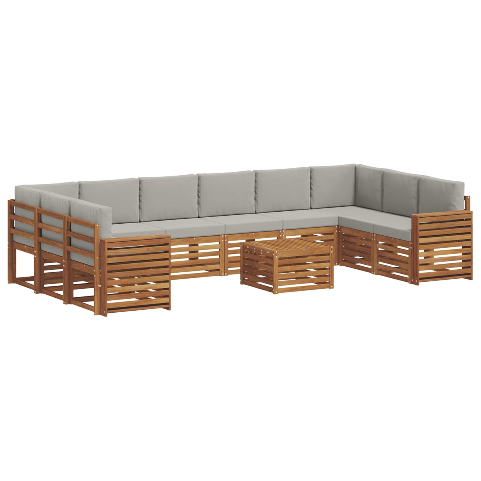 Outdoor-Sofagarnitur mit Kissen 11 pcs Natürlich und Hellgrau