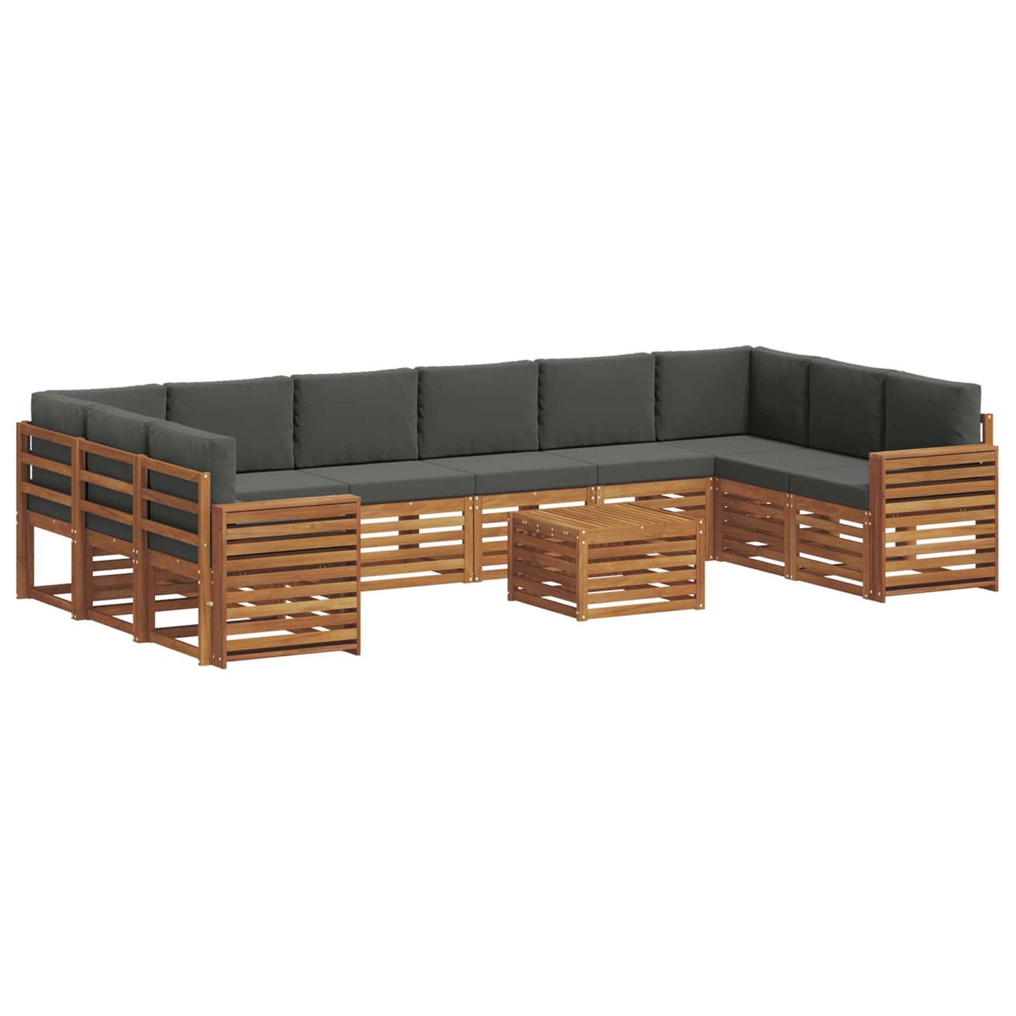 Outdoor-Sofagarnitur mit Kissen 11 pcs Natur und Anthrazit