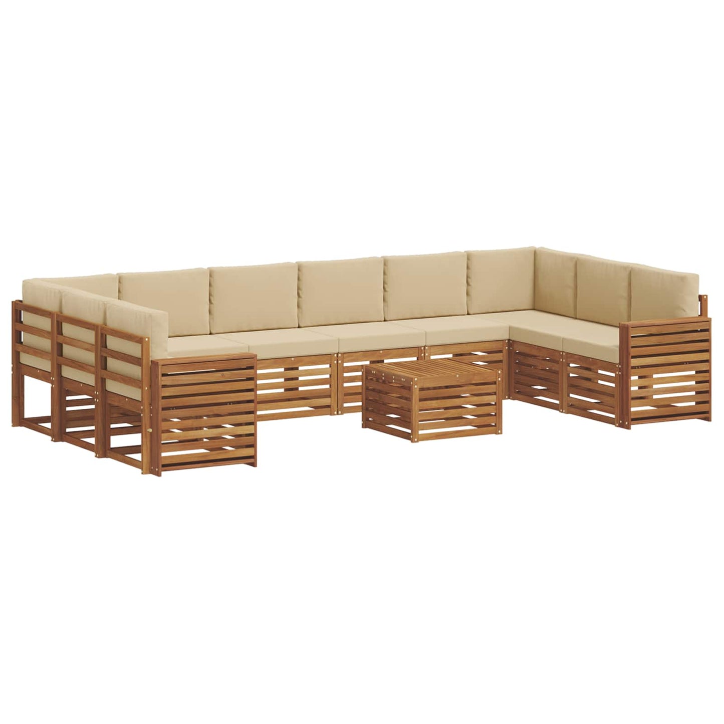 Outdoor-Sofagarnitur 11 stk. Natur und Beige