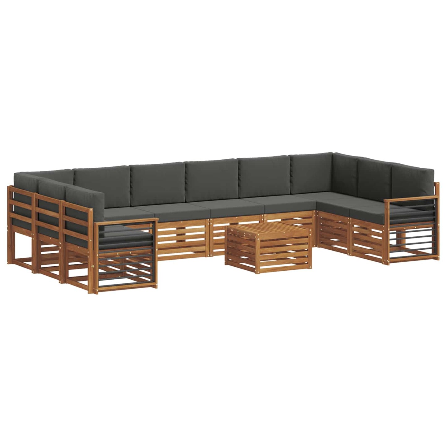 Outdoor-Sofagarnitur mit Kissen 11 pcs Natur und Anthrazit
