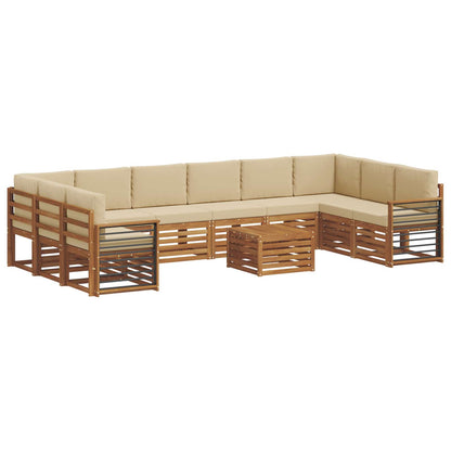 Outdoor-Sofagarnitur 11 stk. Natur und Beige