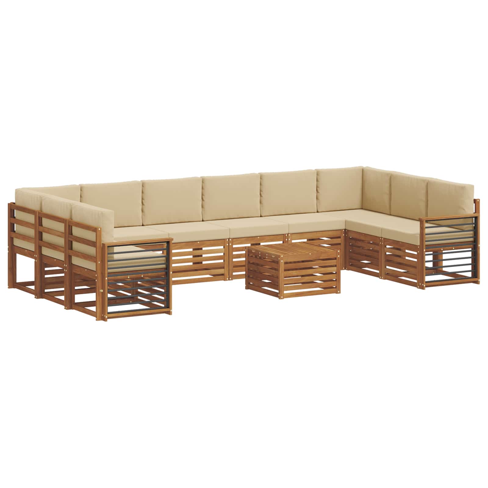 Outdoor-Sofagarnitur 11 stk. Natur und Beige