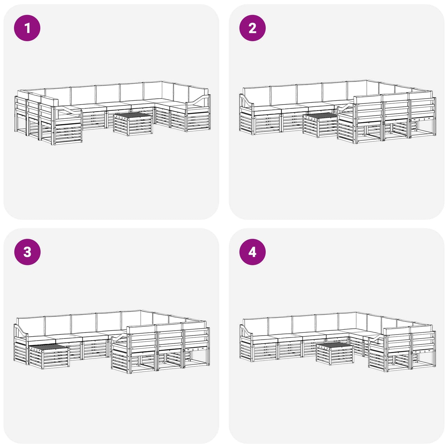 Outdoor-Sofagarnitur mit Kissen 11 pcs Natur und Anthrazit