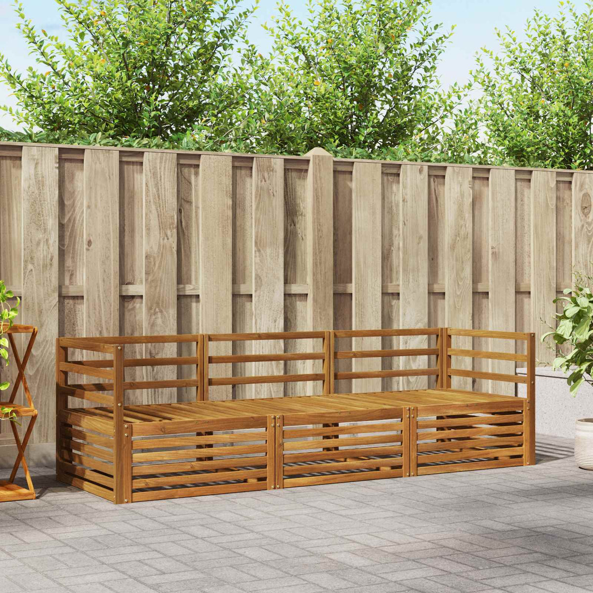 Outdoor-Sofagarnitur 3 stk. Natur Massivholz Akazie
