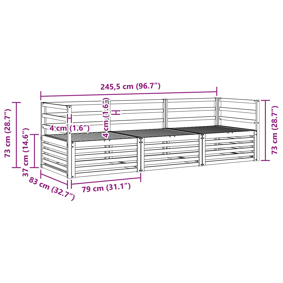 Outdoor-Sofagarnitur 3 stk. Natur Massivholz Akazie