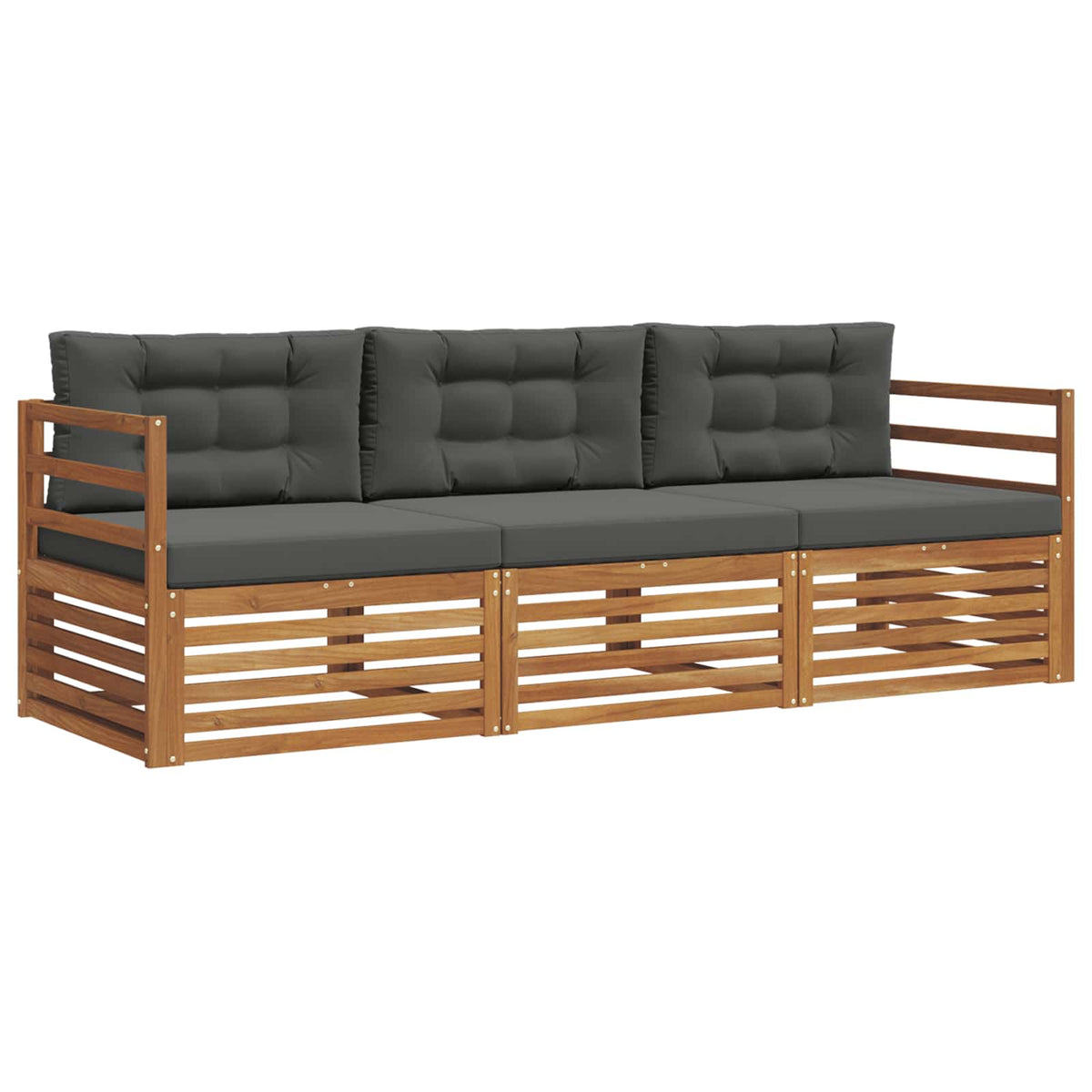 Outdoor-Sofagarnitur 3 stk. Natur und Anthrazit