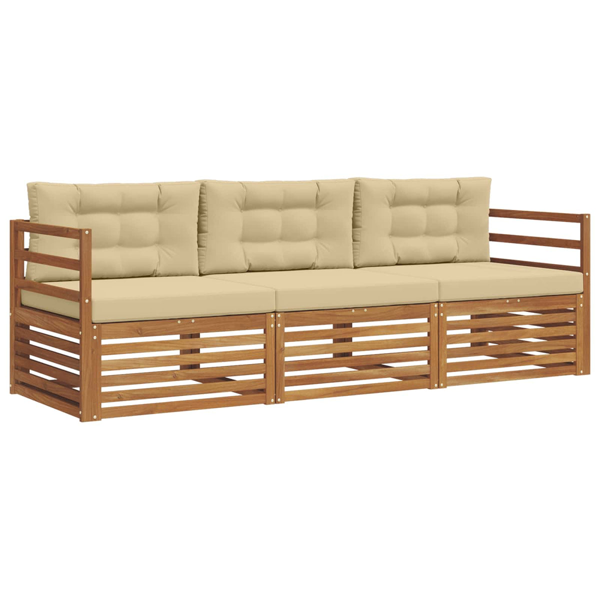 Outdoor-Sofagarnitur 3 stk. Natur und Beige