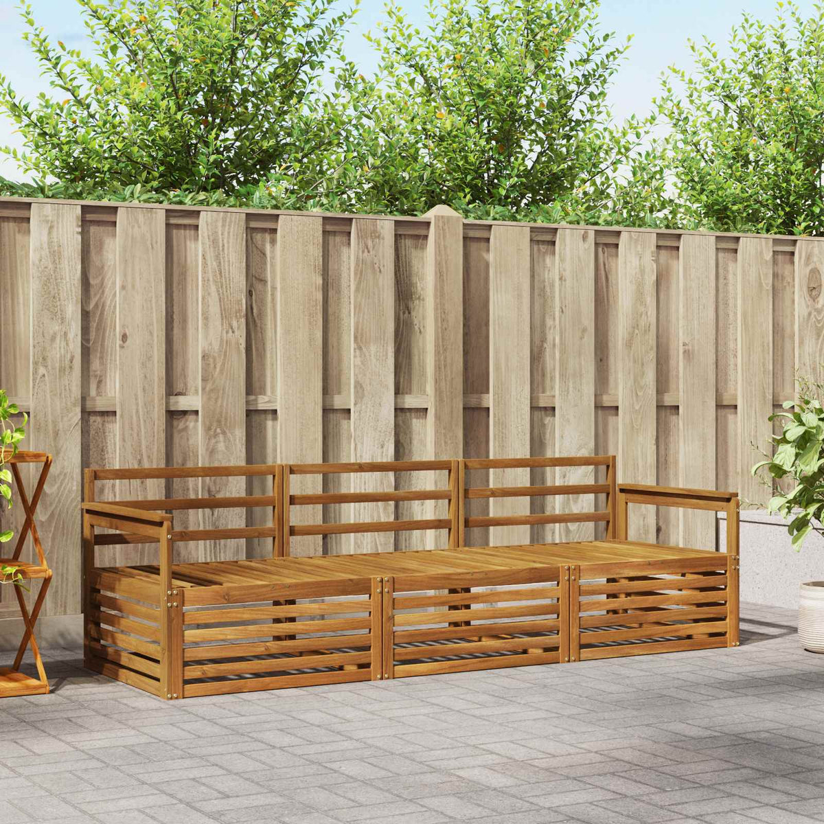 Outdoor-Sofagarnitur 3 stk. Natur Massivholz Akazie