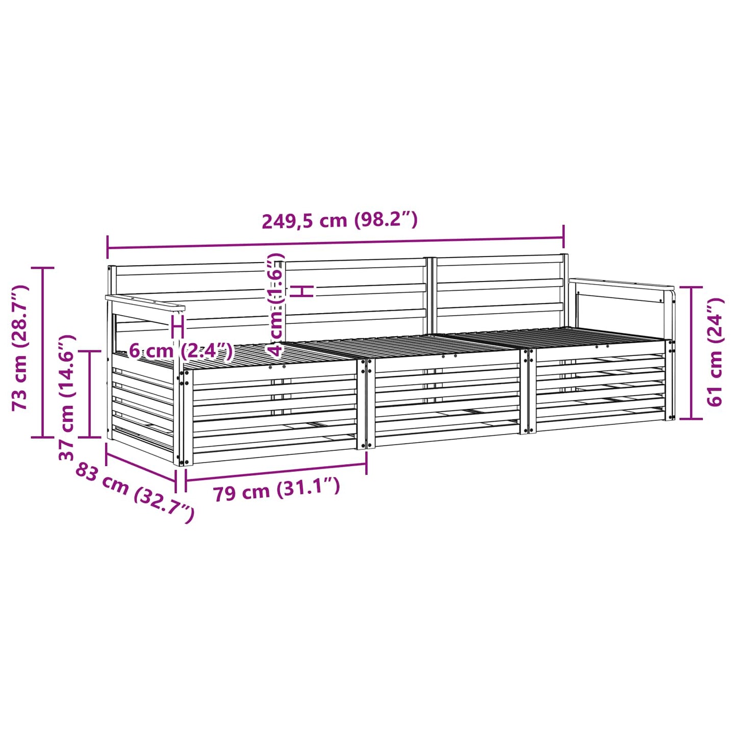 Outdoor-Sofagarnitur 3 pcs Natur Massivholz Akazie