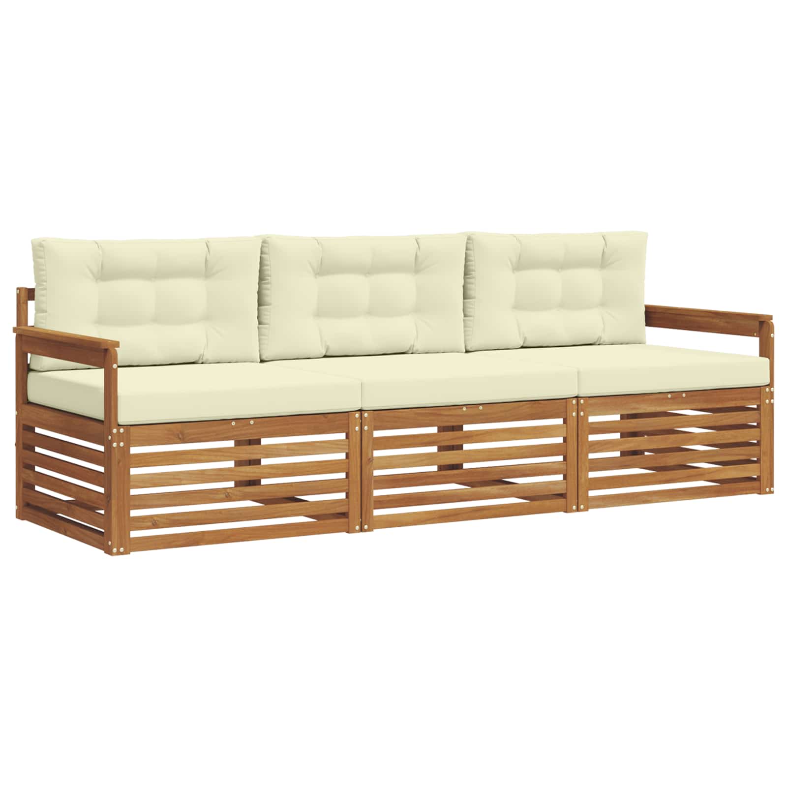 Outdoor-Sofagarnitur 3 stk. Natur und Creme