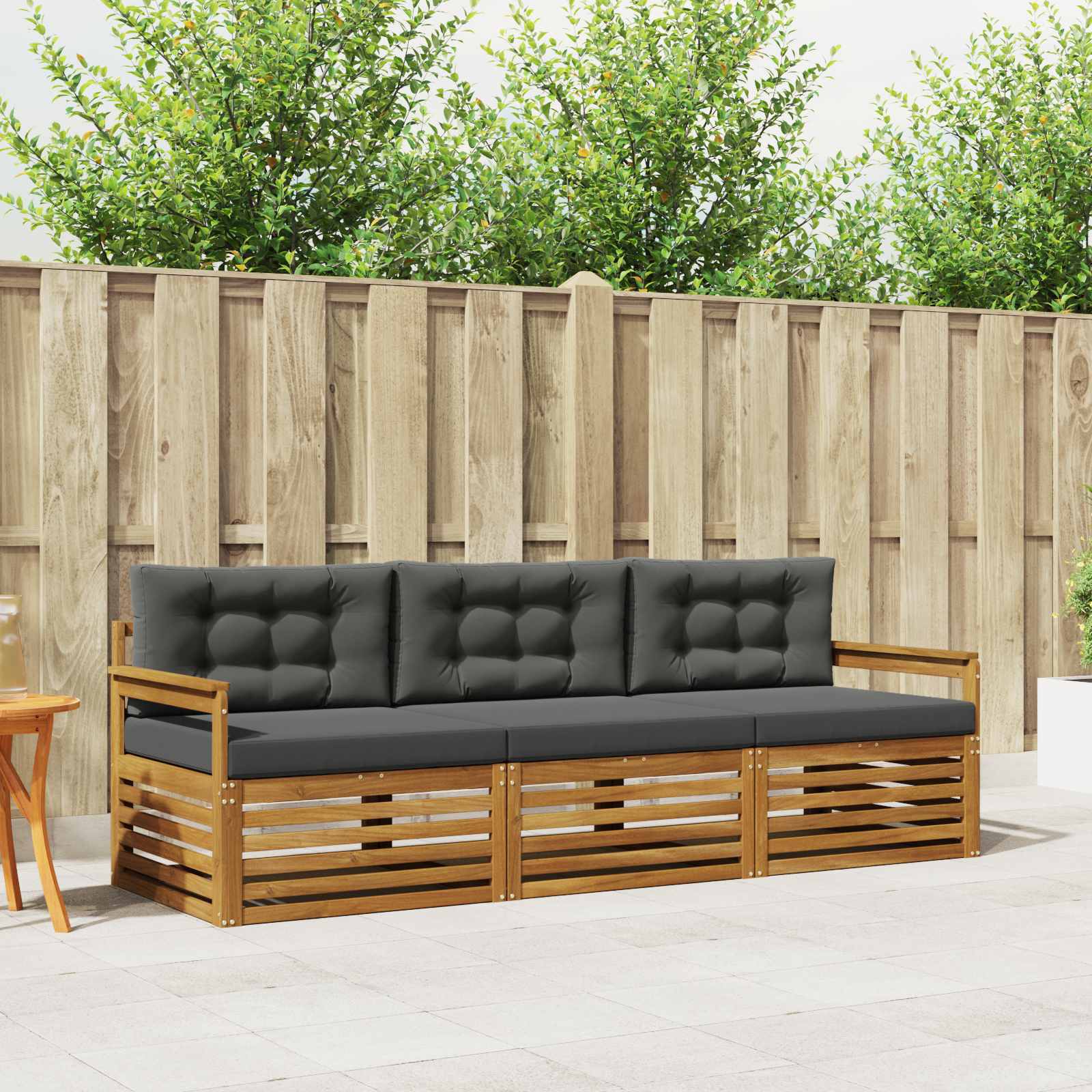 Outdoor-Sofagarnitur 3 stk. Natur und Anthrazit