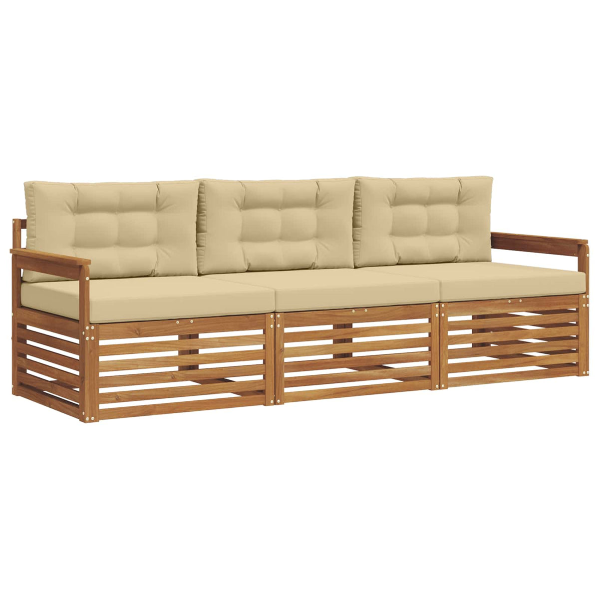 Outdoor-Sofagarnitur 3 stk. Natur und Beige