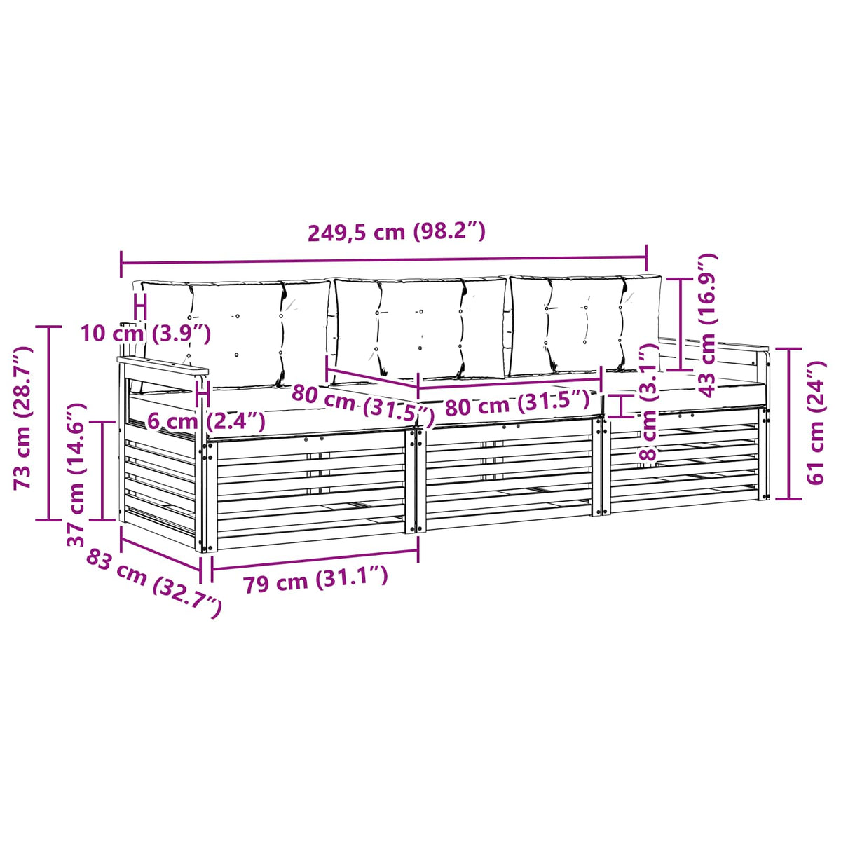 Outdoor-Sofagarnitur 3 stk. Natur und Beige