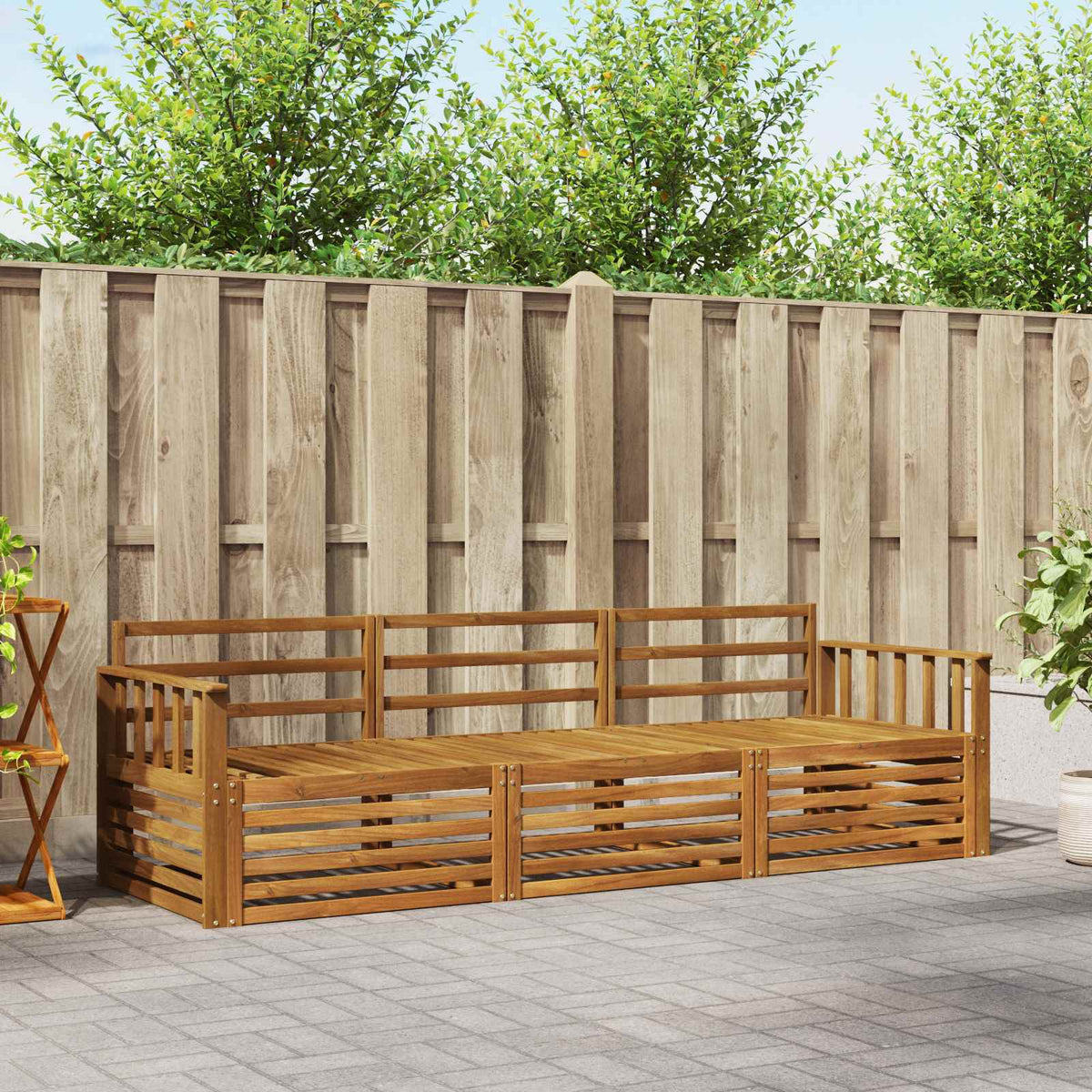 Outdoor-Sofagarnitur 3 stk. Natur Massivholz Akazie