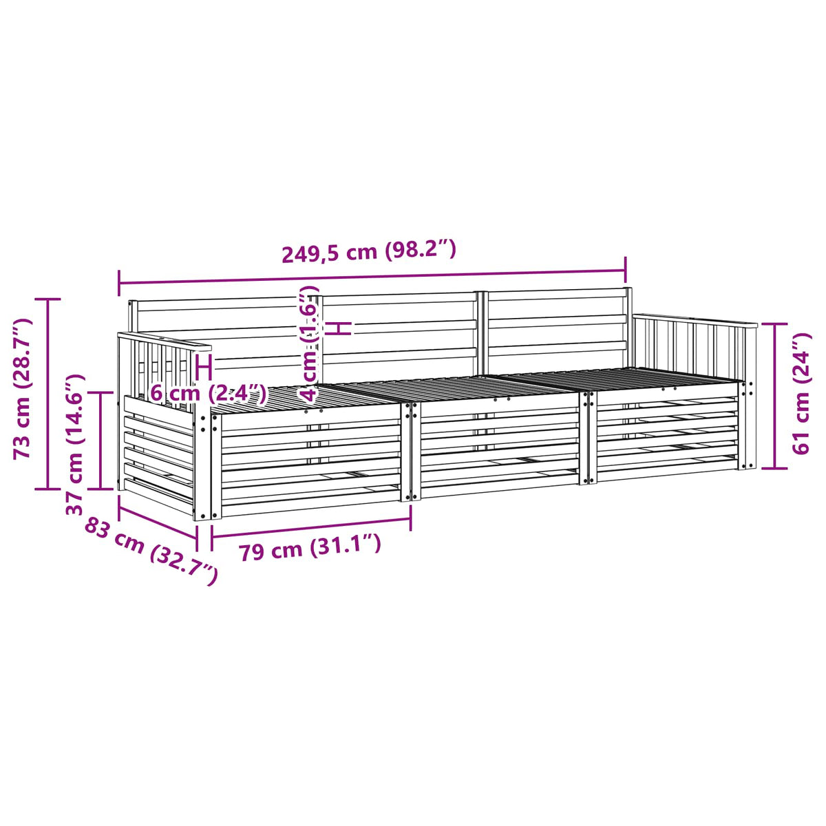 Outdoor-Sofagarnitur 3 stk. Natur Massivholz Akazie