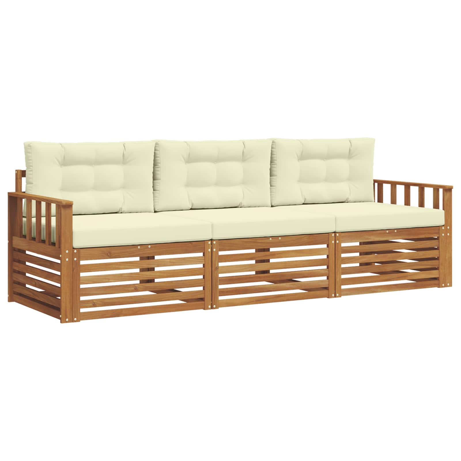 Outdoor-Sofagarnitur 3 stk. Natur und Creme
