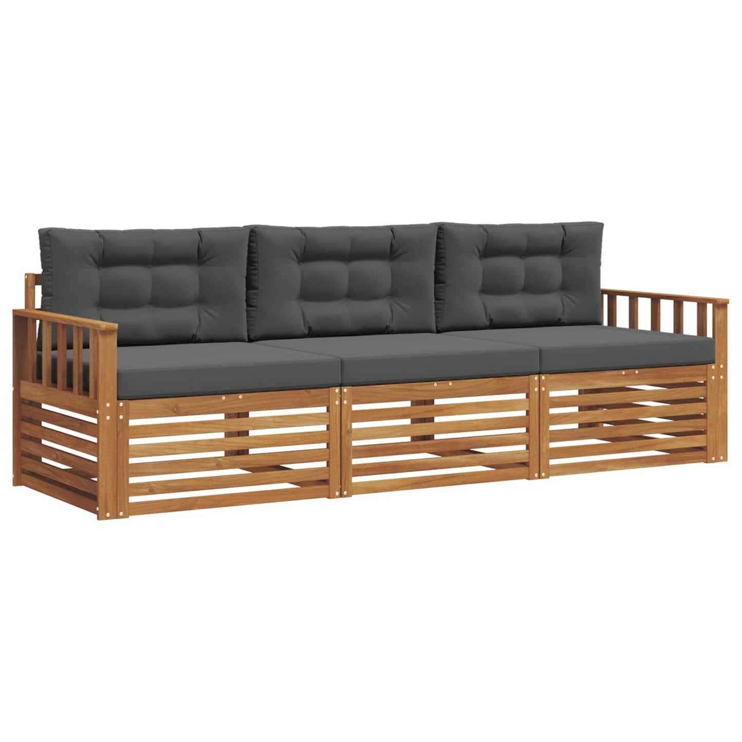 Outdoor-Sofagarnitur mit Kissen 3 pcs Natur und Anthrazit