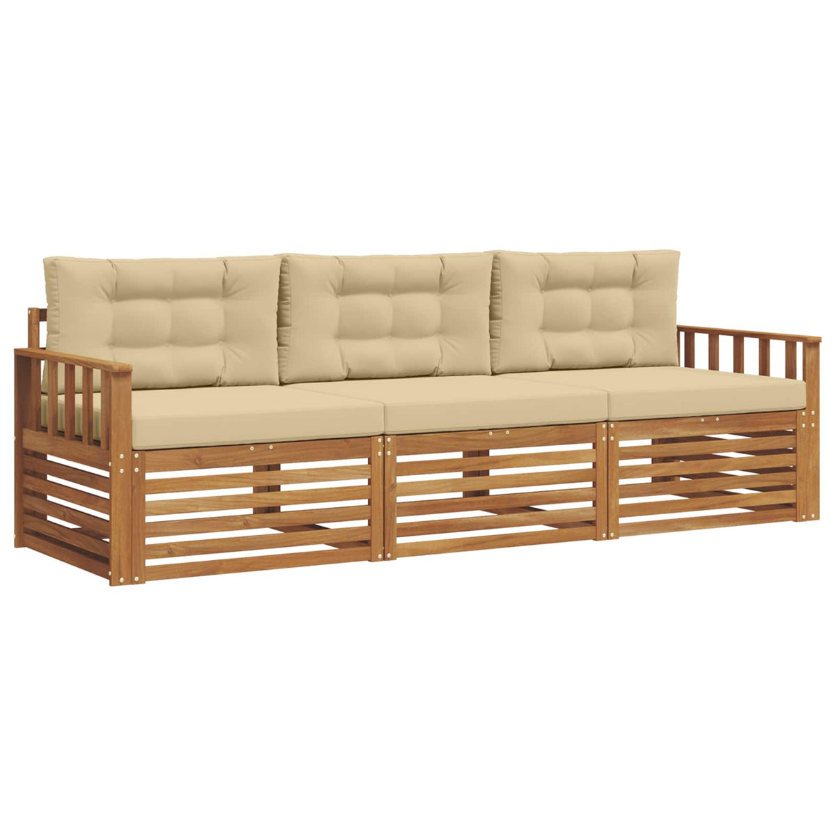 Outdoor-Sofagarnitur 3 stk. Natur und Beige