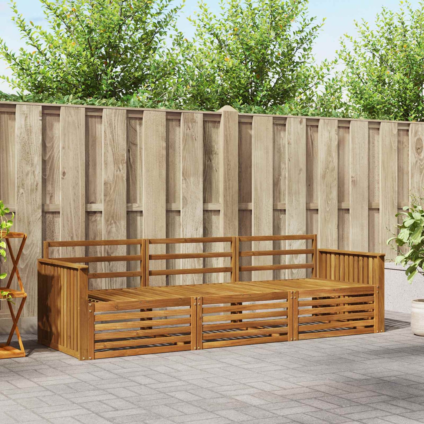 Outdoor-Sofagarnitur 3 pcs Natur Massivholz Akazie