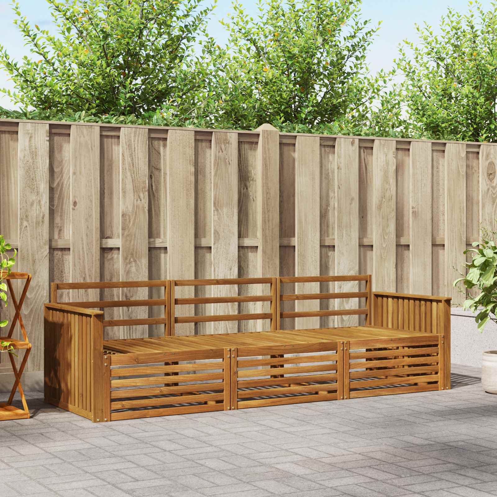 Outdoor-Sofagarnitur 3 pcs Natur Massivholz Akazie