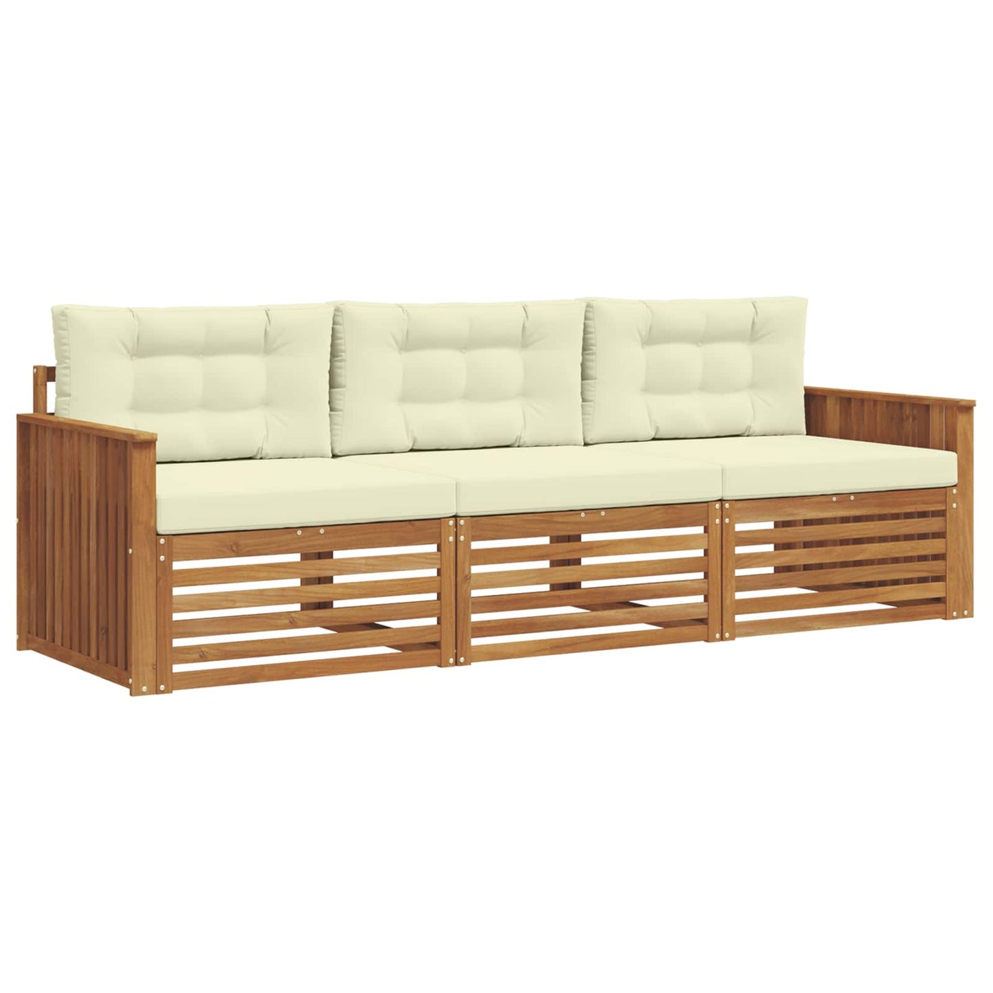 Outdoor-Sofagarnitur mit Kissen 3 pcs Natur und Creme