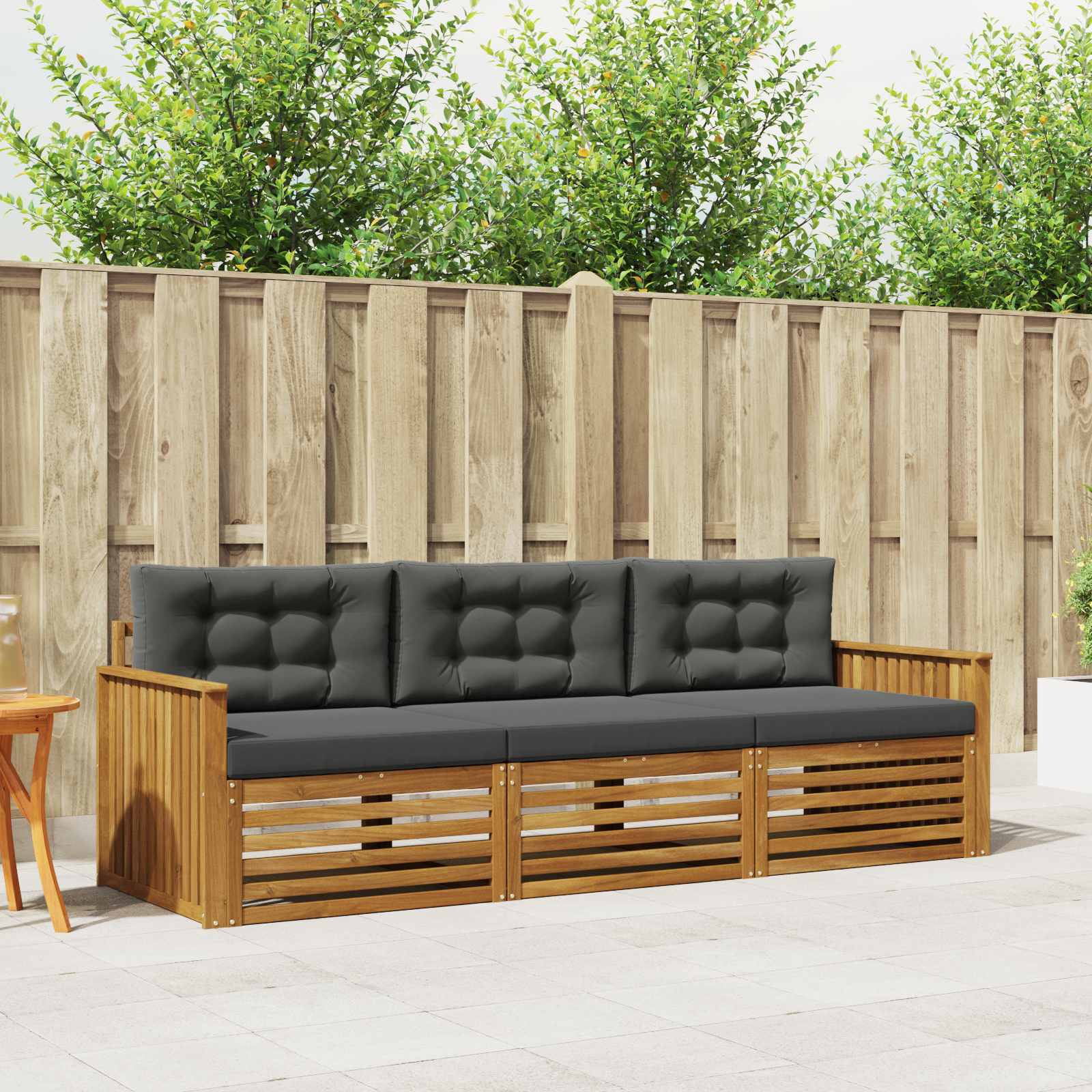 Outdoor-Sofagarnitur 3 stk. Natur und Anthrazit