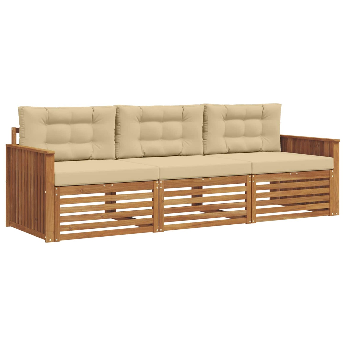 Outdoor-Sofagarnitur mit Kissen 3 pcs Natur und Beige
