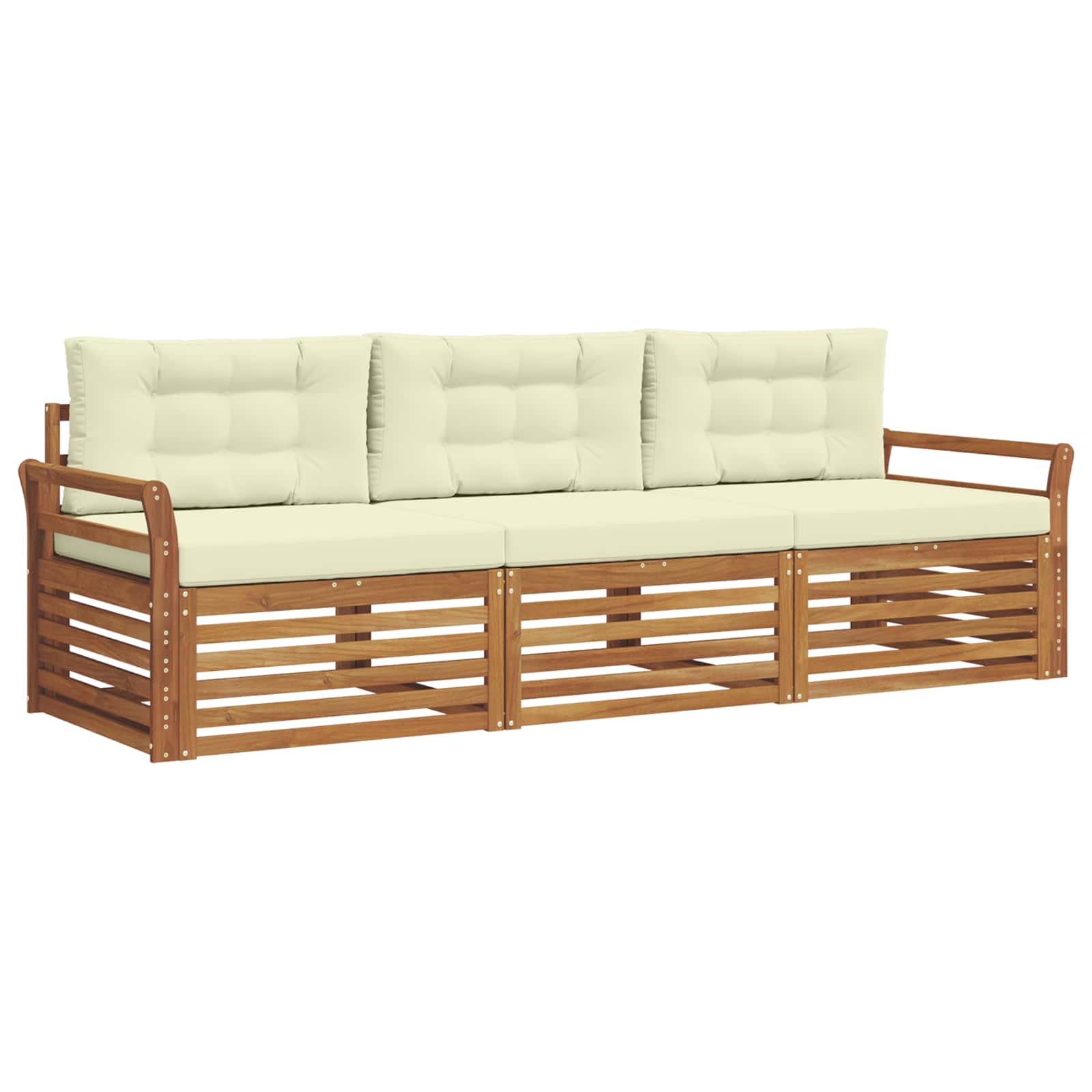 Outdoor-Sofagarnitur 3 stk. Natur und Creme