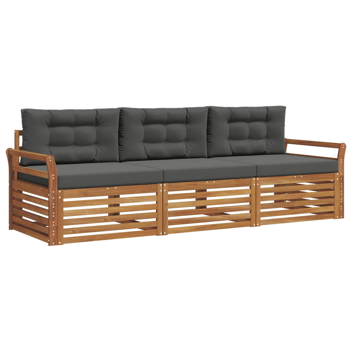 Outdoor-Sofagarnitur 3 stk. Natur und Anthrazit