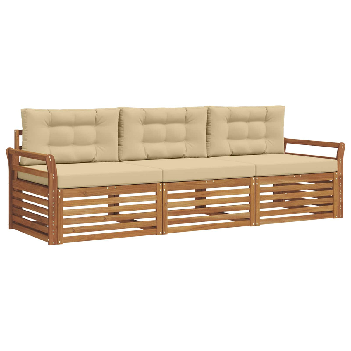 Outdoor-Sofagarnitur 3 stk. Natur und Beige