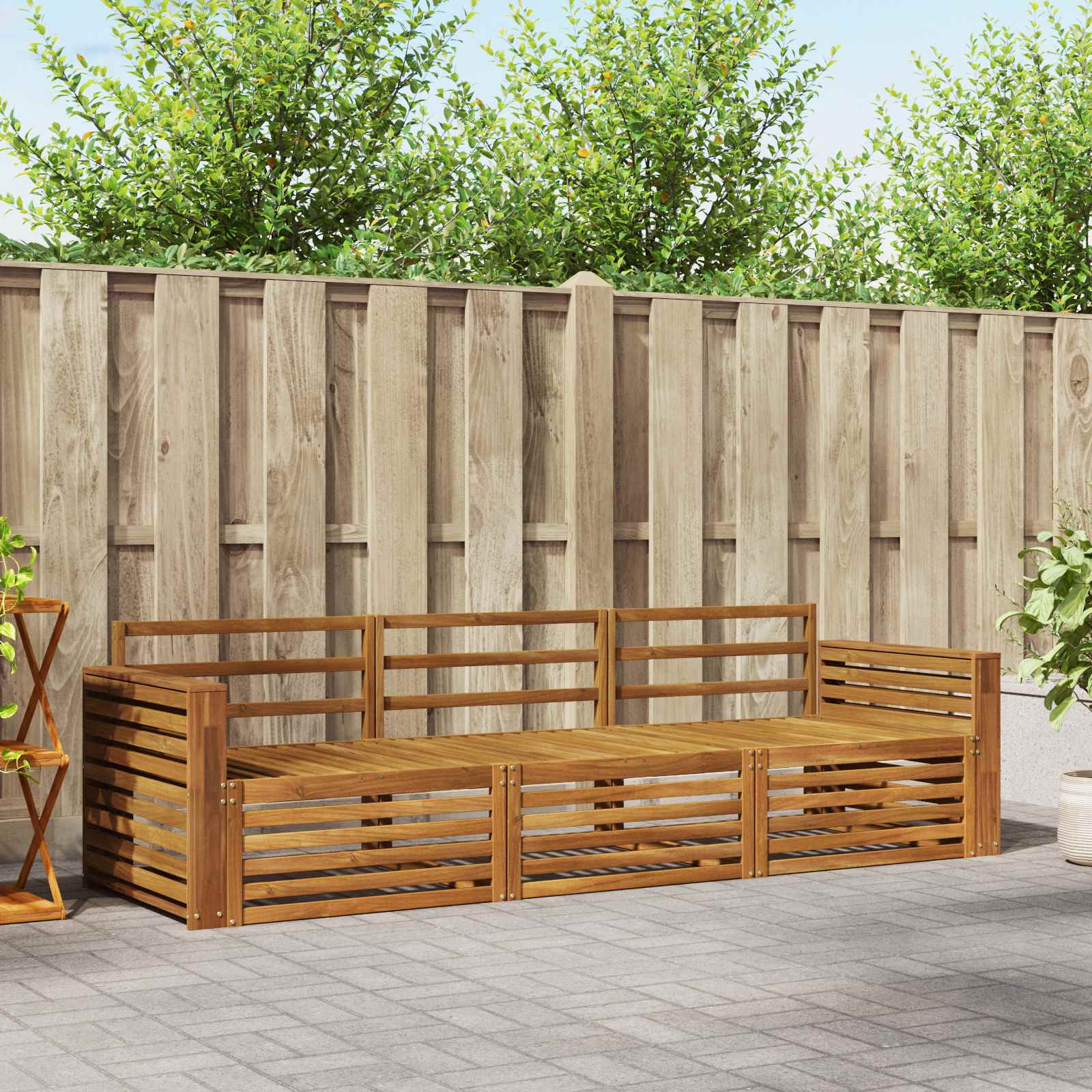 Outdoor-Sofagarnitur 3 stk. Natur Massivholz Akazie