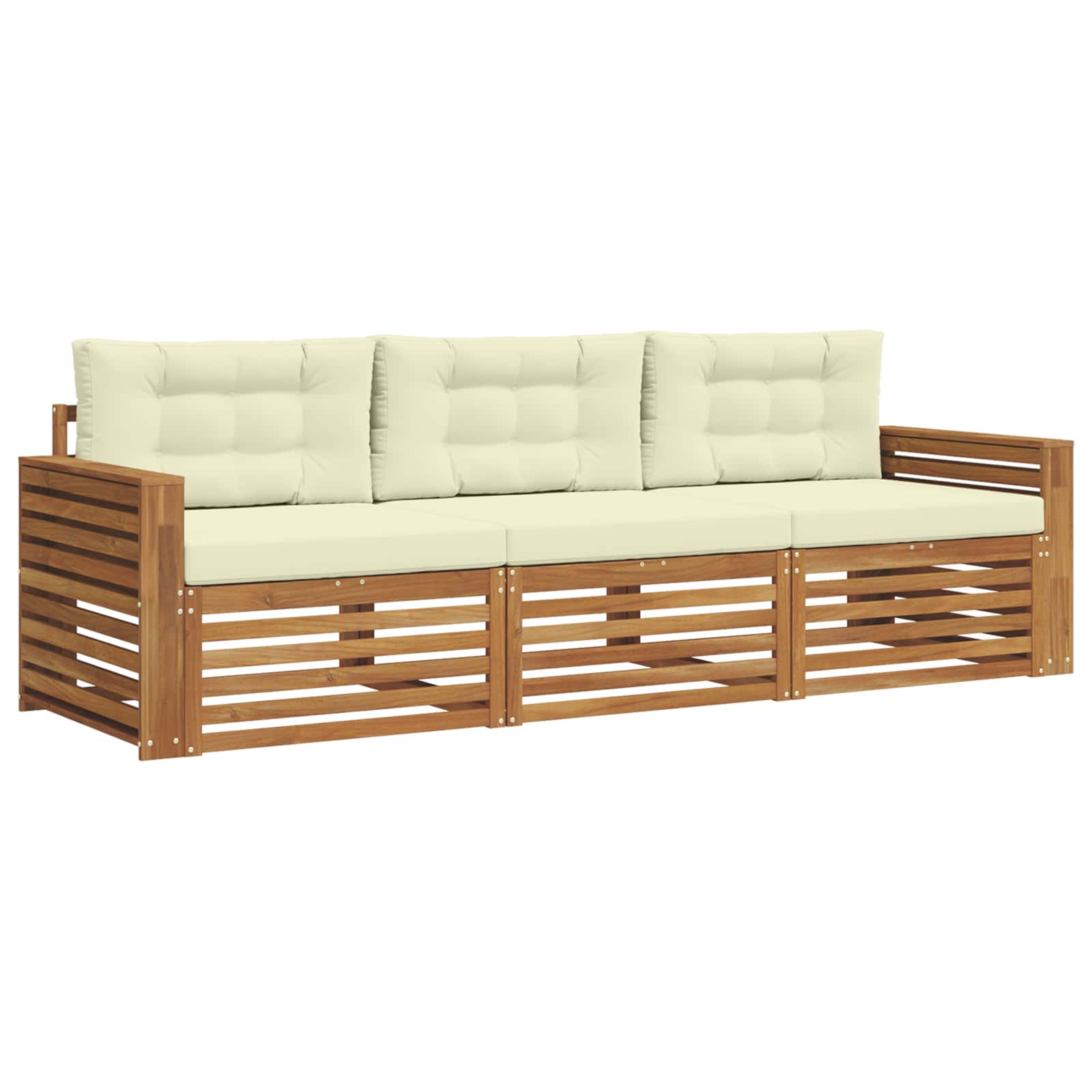 Outdoor-Sofagarnitur mit Kissen 3 pcs Natur und Creme