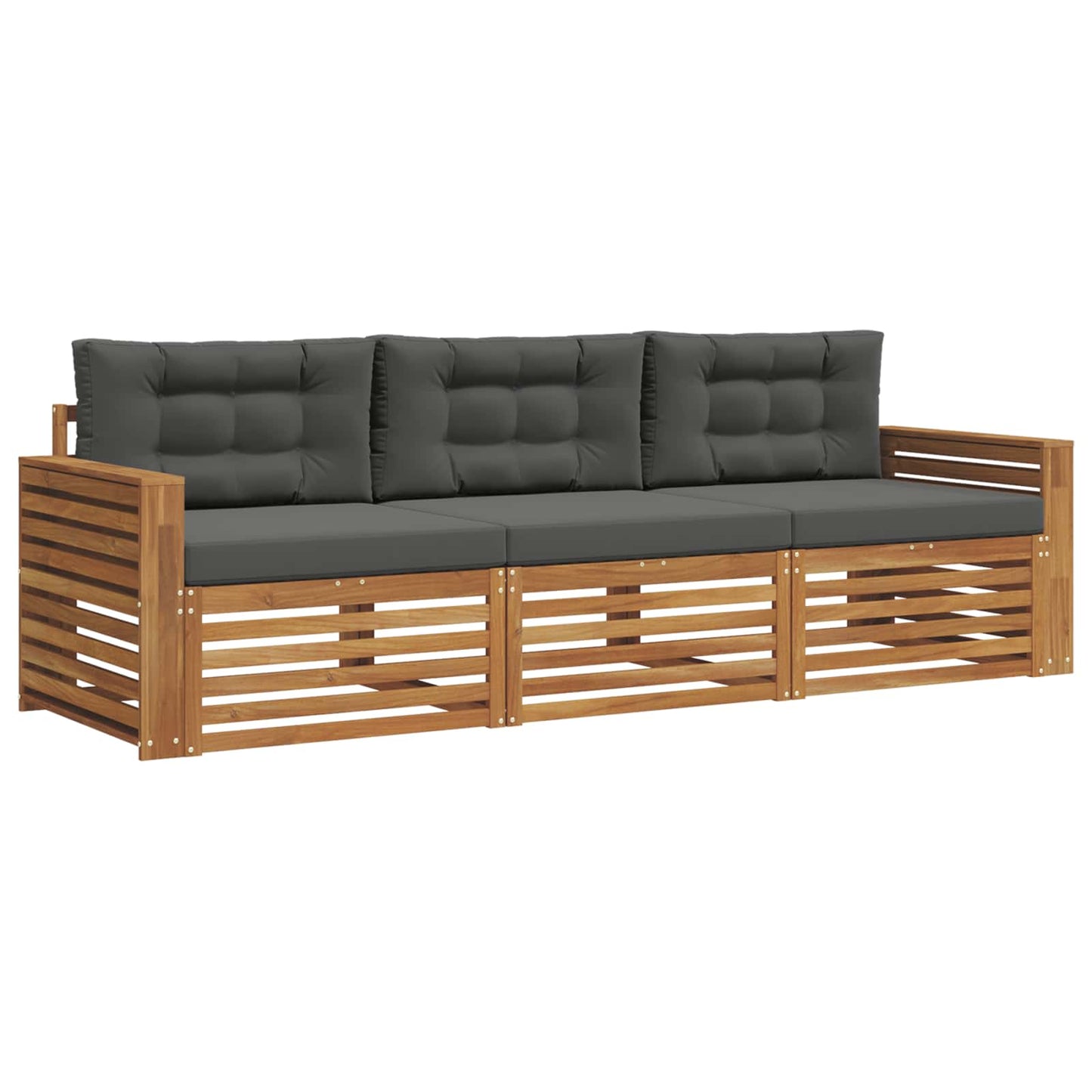 Outdoor-Sofagarnitur mit Kissen 3 pcs Natur und Anthrazit