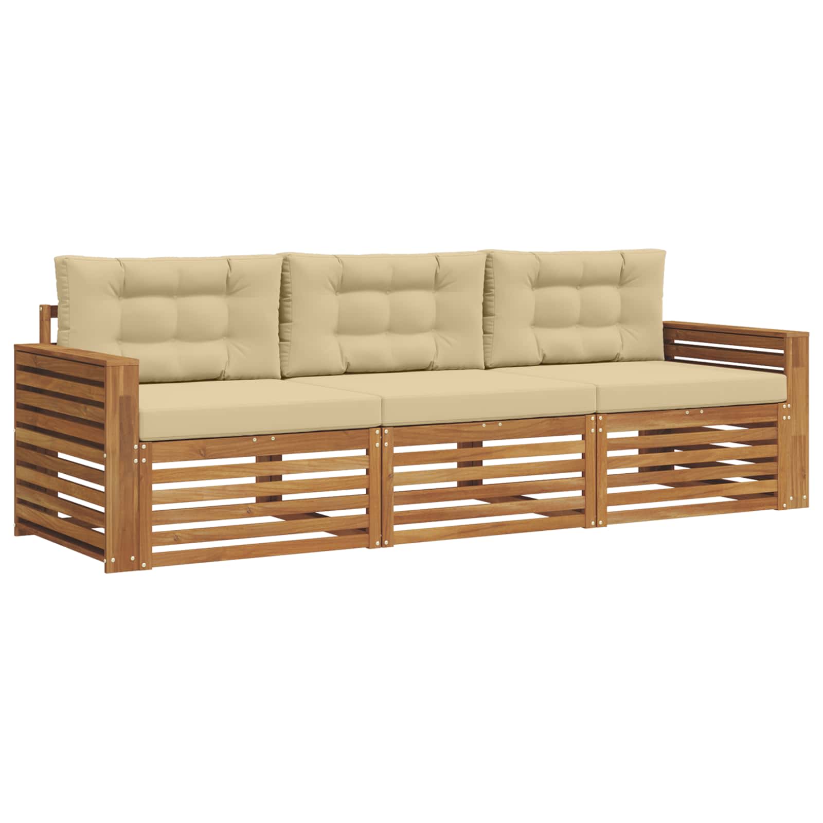 Outdoor-Sofagarnitur 3 stk. Natur und Beige