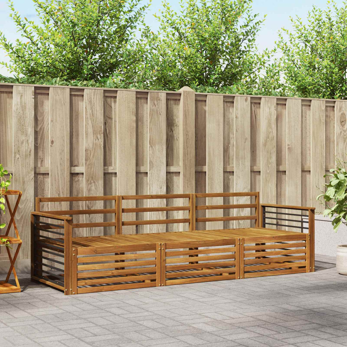 Outdoor-Sofagarnitur 3 stk. Natur Massivholz Akazie