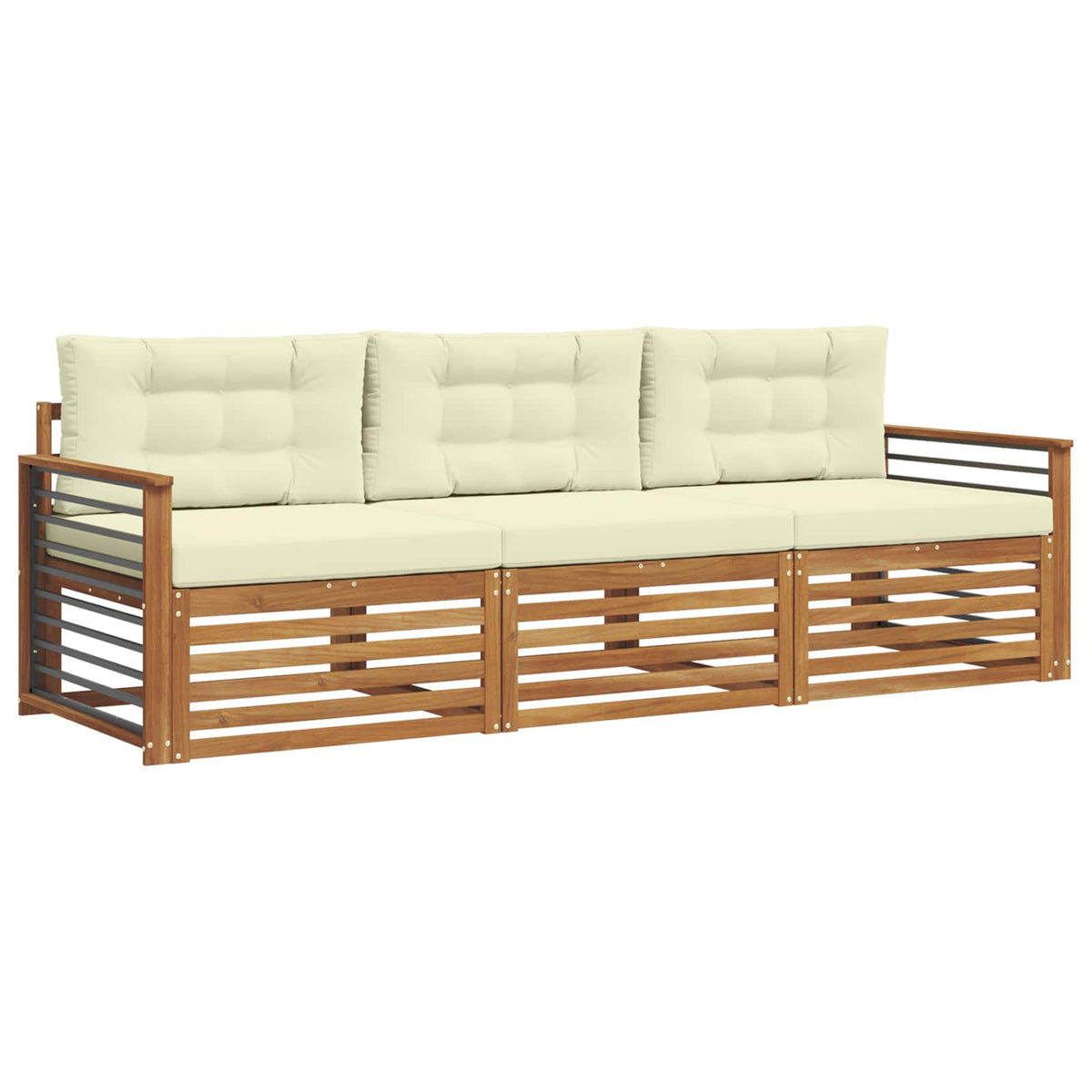 Outdoor-Sofagarnitur 3 stk. Natur und Creme
