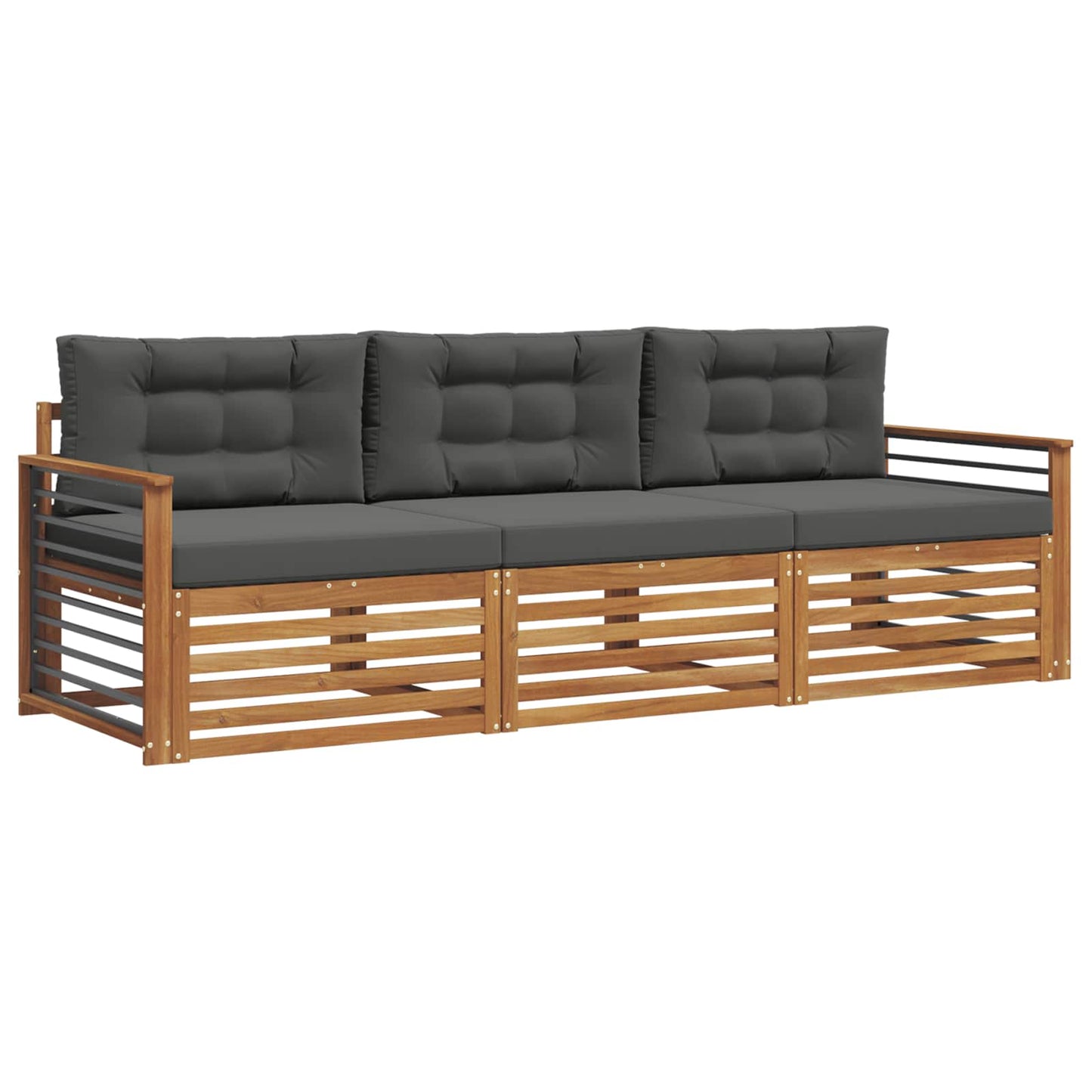 Outdoor-Sofagarnitur mit Kissen 3 pcs Natur und Anthrazit