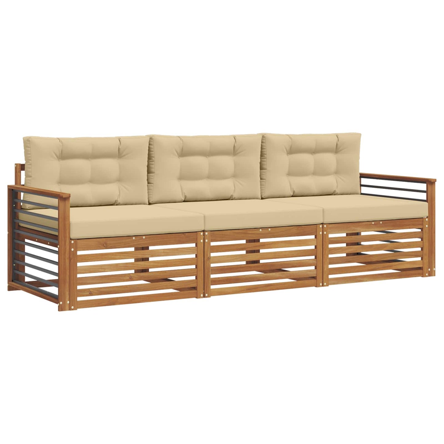 Outdoor-Sofagarnitur 3 stk. Natur und Beige