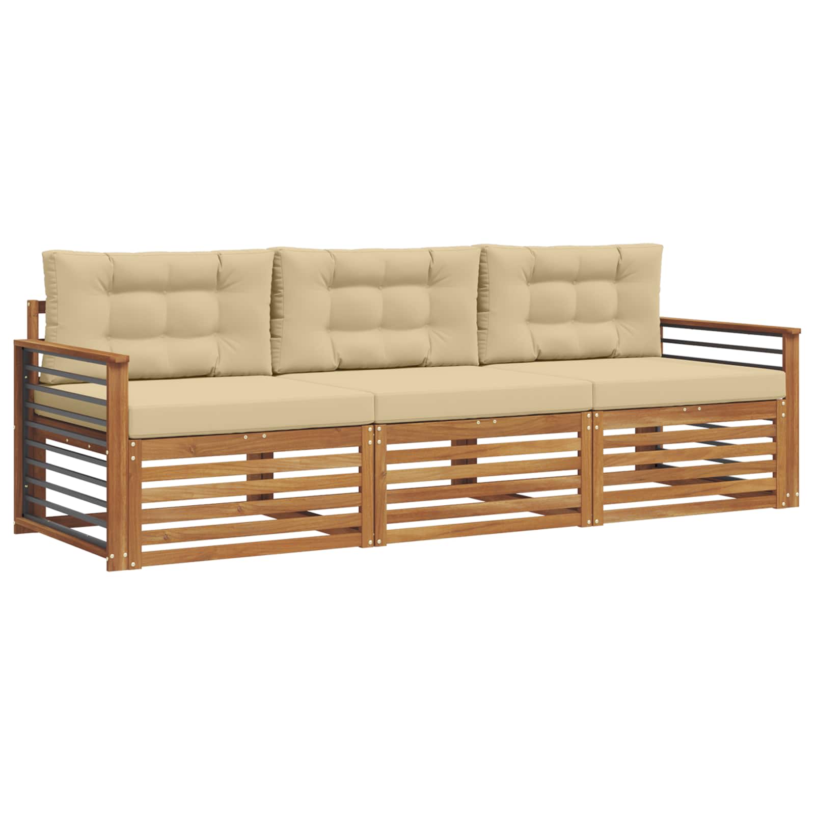 Outdoor-Sofagarnitur 3 stk. Natur und Beige