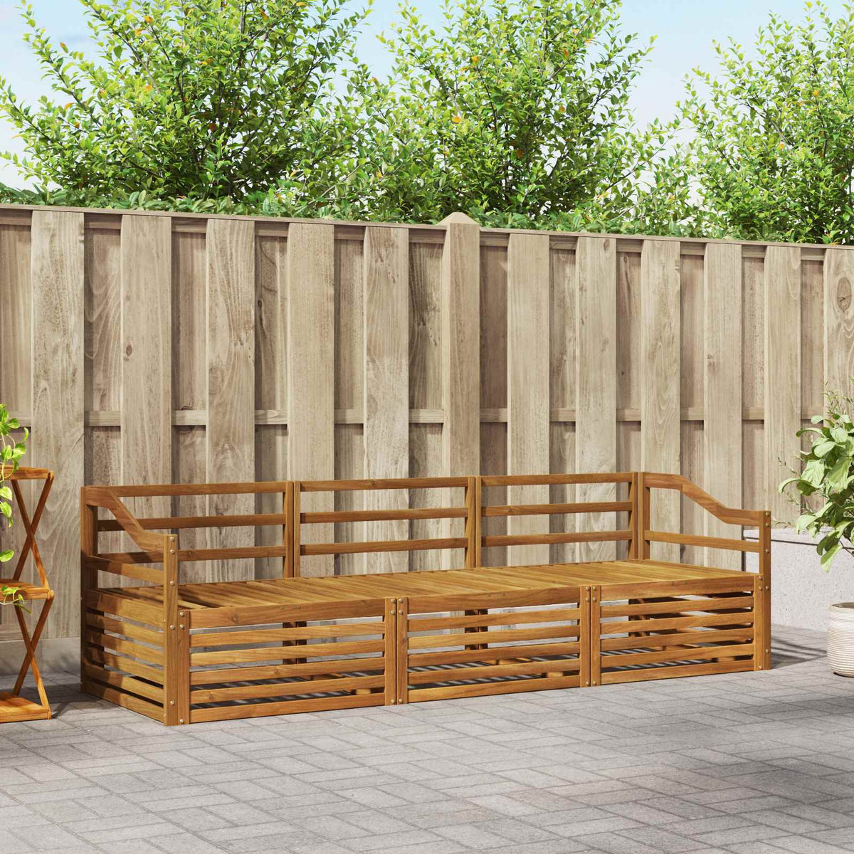 Outdoor-Sofagarnitur 3 stk. Natur Massivholz Akazie