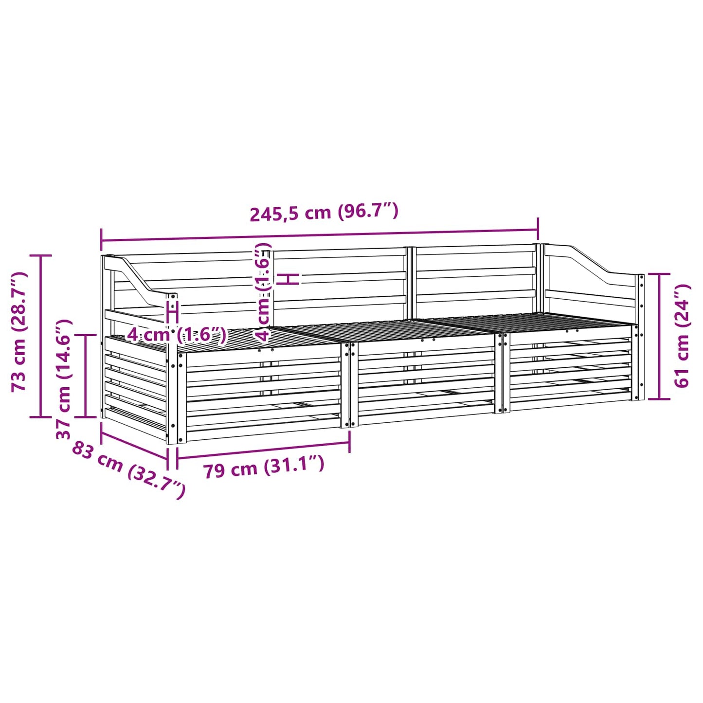 Outdoor-Sofagarnitur 3 pcs Natur Massivholz Akazie