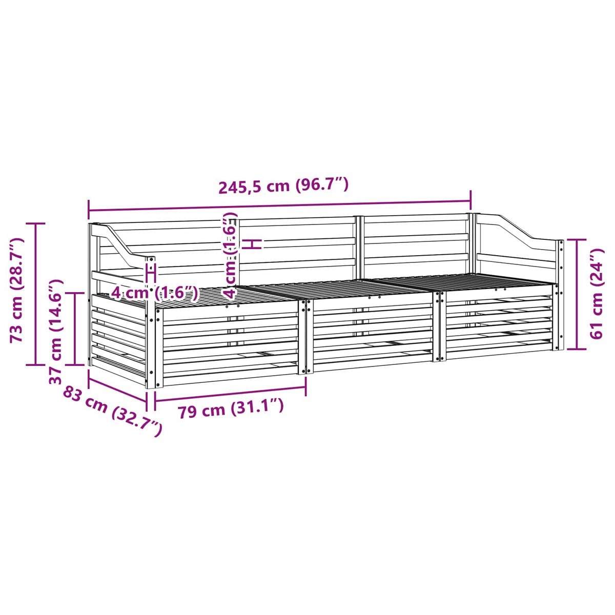 Outdoor-Sofagarnitur 3 stk. Natur Massivholz Akazie